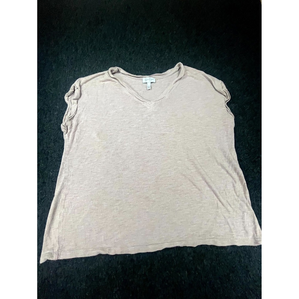Jessica Simpson T-Shirt Women's Large Beige Relaxed Cuffed Short Sleeve Pullover
